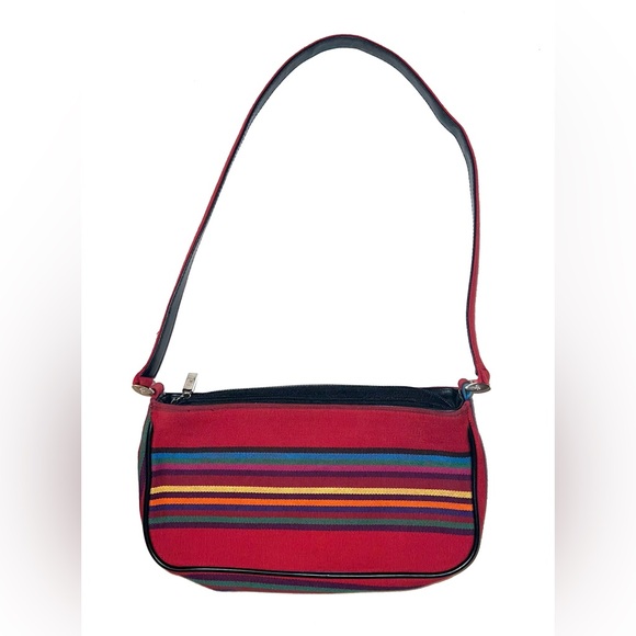 Frankie & Johnnie Aztec Southwest Boho Fringed Striped Fabric Purse Handbag - Picture 4 of 5